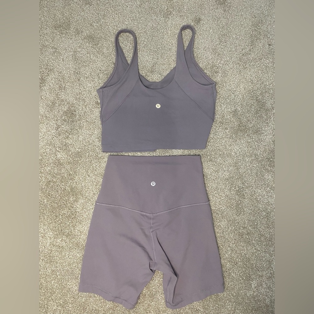 Lululemon matching set violet align shorts 6 align tank 8